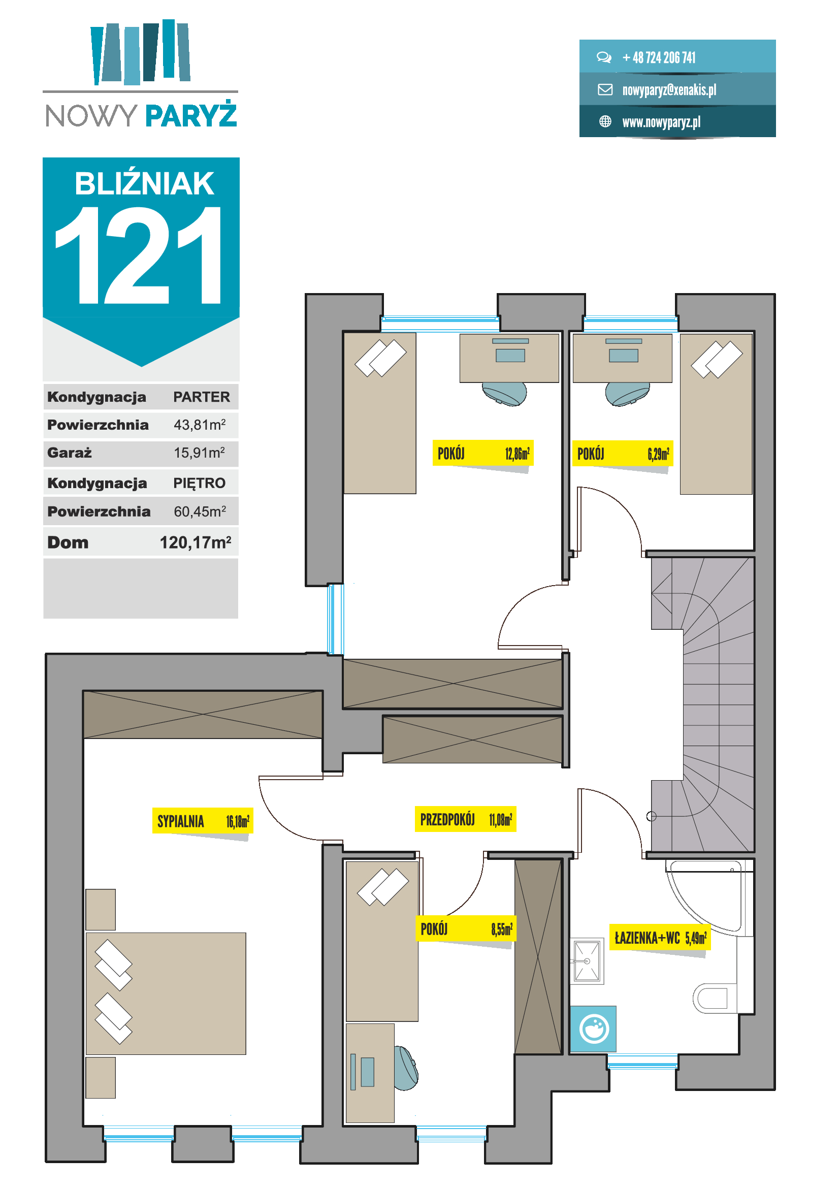 Bliźniak 121 m2 - Piętro I